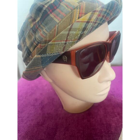Vintage AMERICAN EAGLE Madras Plaid Hat Size S/M PREPPY VACATION TRAVEL - Picture 1 of 4